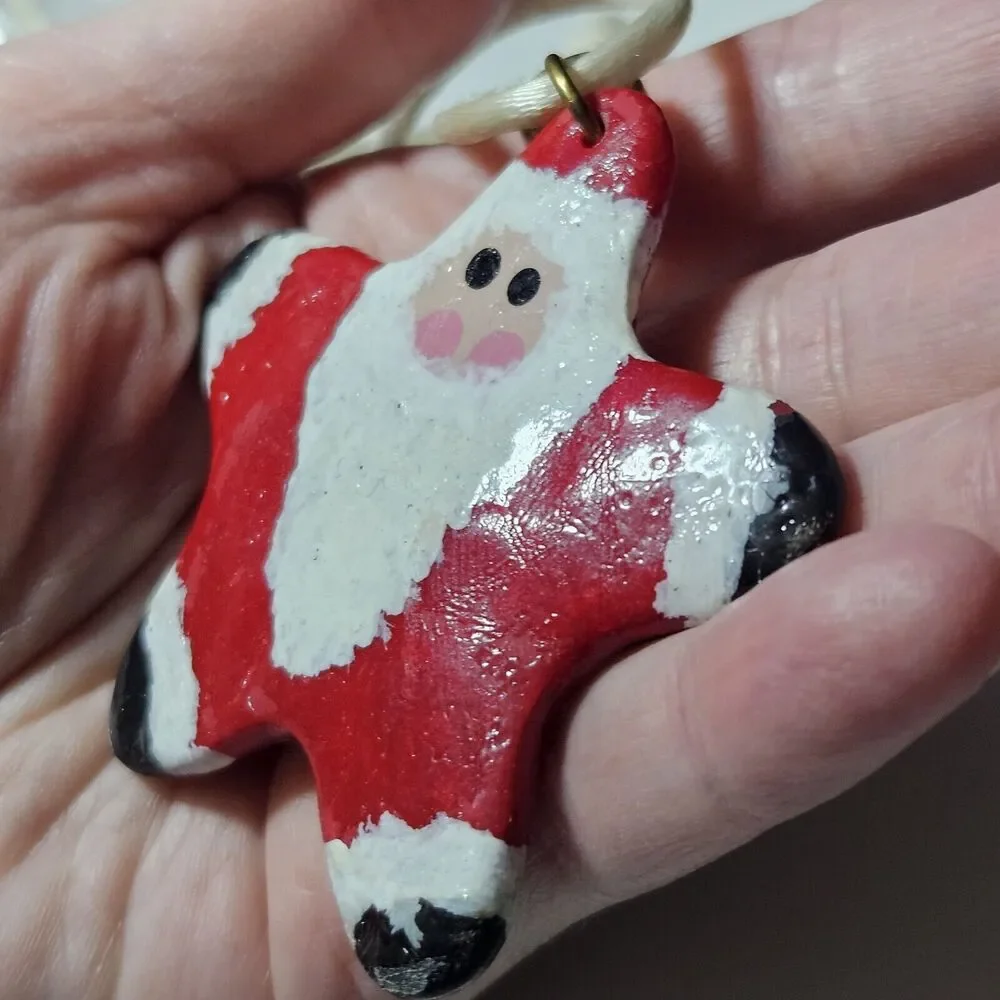 Star Shaped Red And White Santa Pendant Necklace